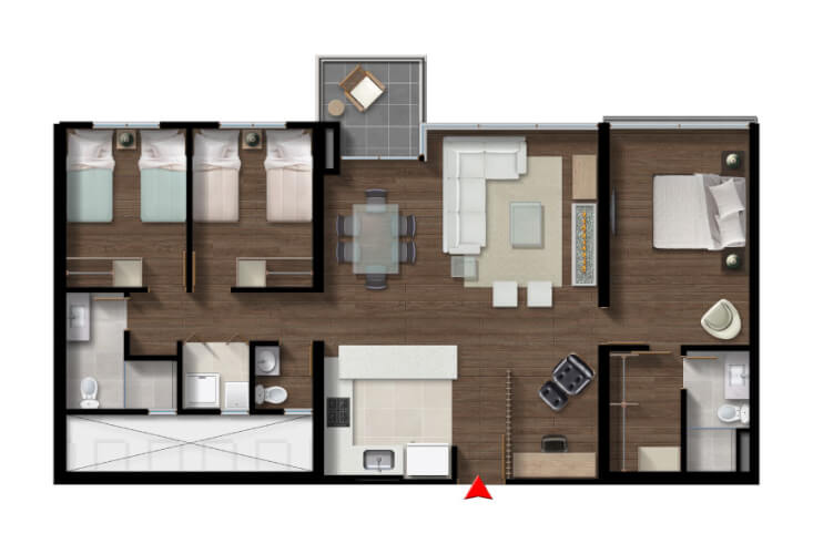 Apto La Isla 100 m2 