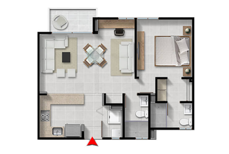 Plano 56 m2 Torrechiara Cartagena, Colombia