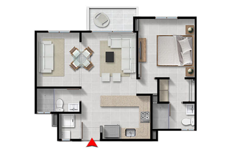 Plano 54 m2 Torrechiara Cartagena, Colombia