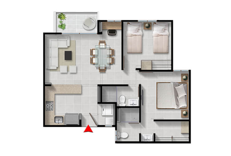 Plano 63 m2 Torrechiara Cartagena, Colombia