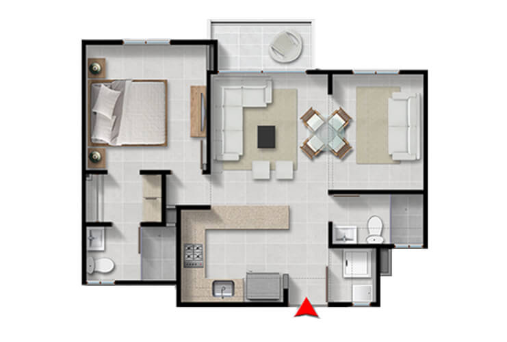 Plano 54 m2 Torrechiara Cartagena, Colombia