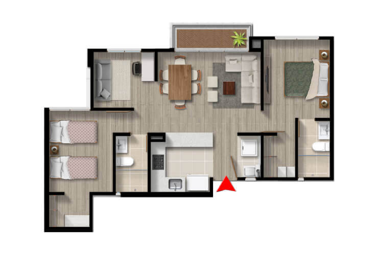 apartamentos en bogota colombia amarilo senderos de modelia Tipo B2