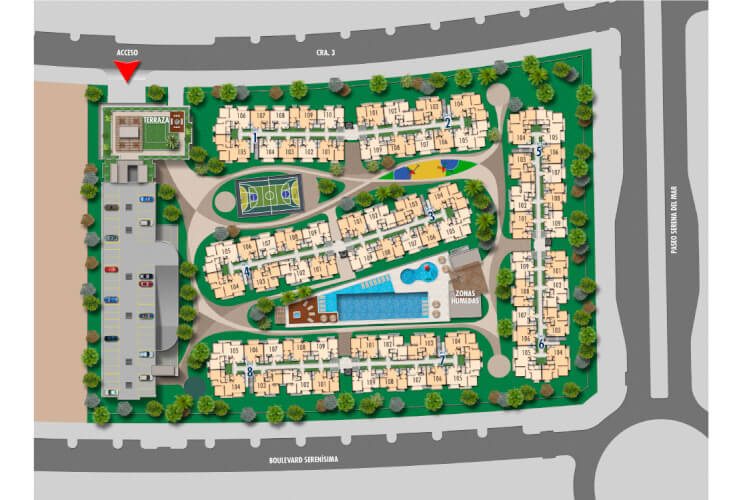 apartamentos Amatista Implantación