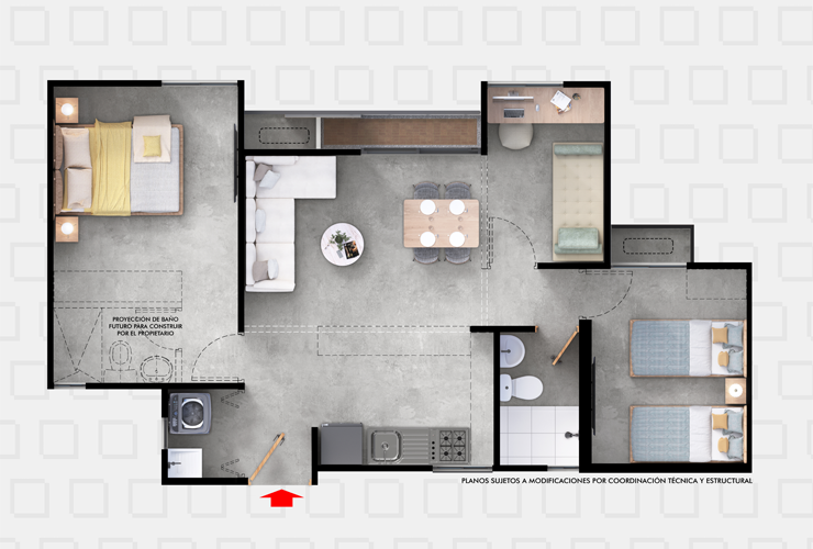 apartamentos Yarí Tipo A Split 56m2