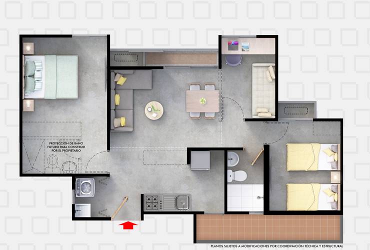 apartamentos Yarí Tipo C 56m2