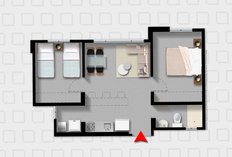 Plano 44m2 Tipo B Vis Split Ciruelo Bogotá, Colombia