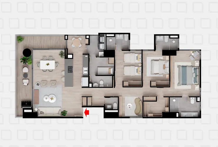 Salon de videojuegos, Zona de picnic, Apartamentos con gimnasio