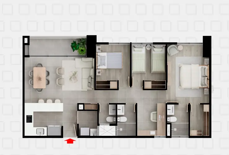 Apartamentos con terraza, Salón social y Cancha múltiple