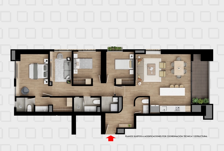 Plano 127m2 Verona Bogotá, Colombia