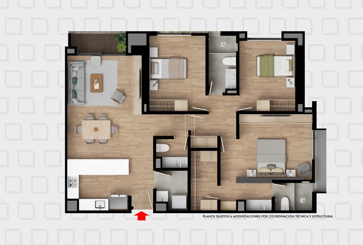 Plano 113m2 Verona Bogotá, Colombia