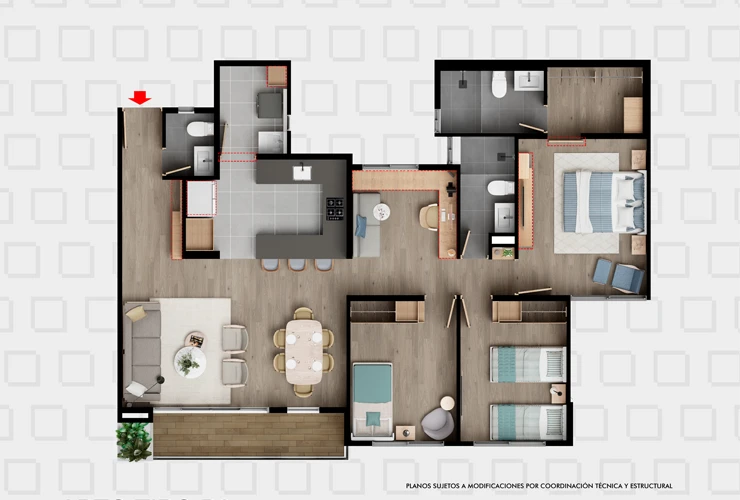 Plano 103 m2 Cajicá, Colombia