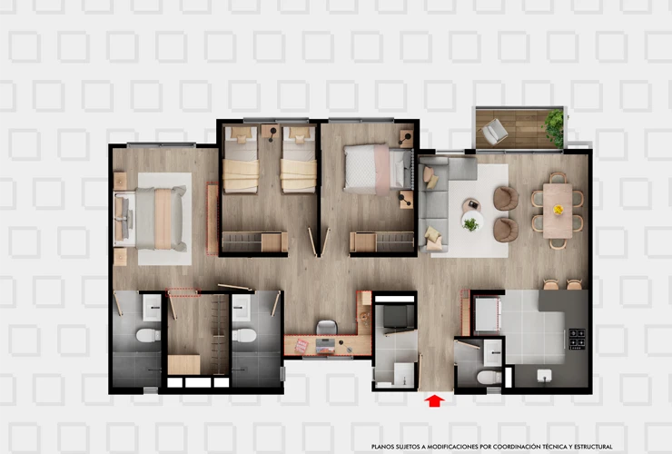 Plano 90 m2 Cajicá, Colombia