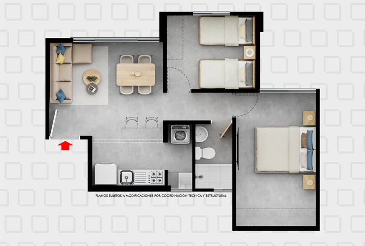 Plano Apto Tipo A 44m² Andalucía