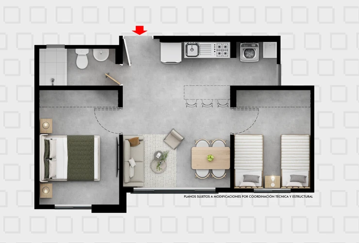 Plano Apto Tipo B 44m² Andalucía
