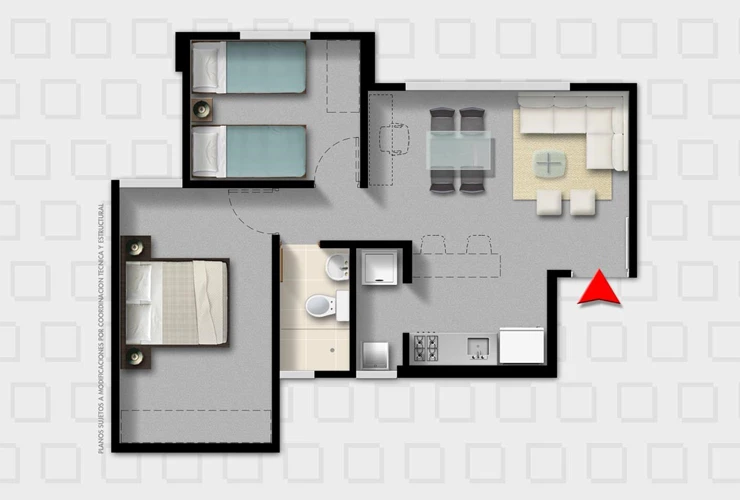 Plano Tradicional 45m2 Apartamentos en Bogotá Almendro Plano Tradicional 45m2