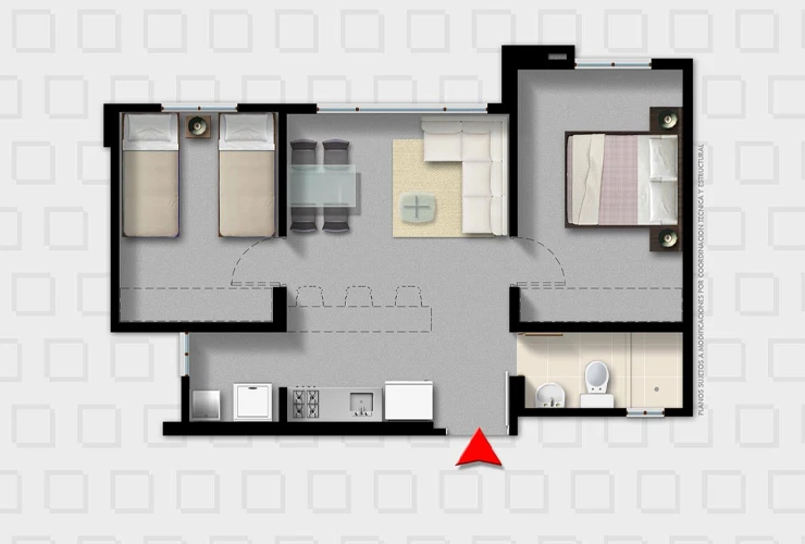 Plano 45m2 Apartamentos en Bogotá Almendro Plano 45m2
