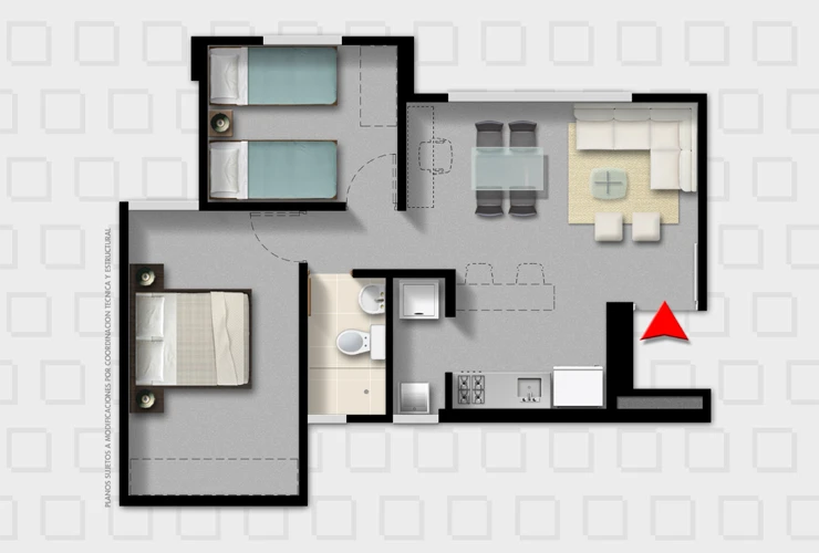 Plano Tipo A 45m2 Apartamentos en Bogotá Roble Plano Tipo A 45m2