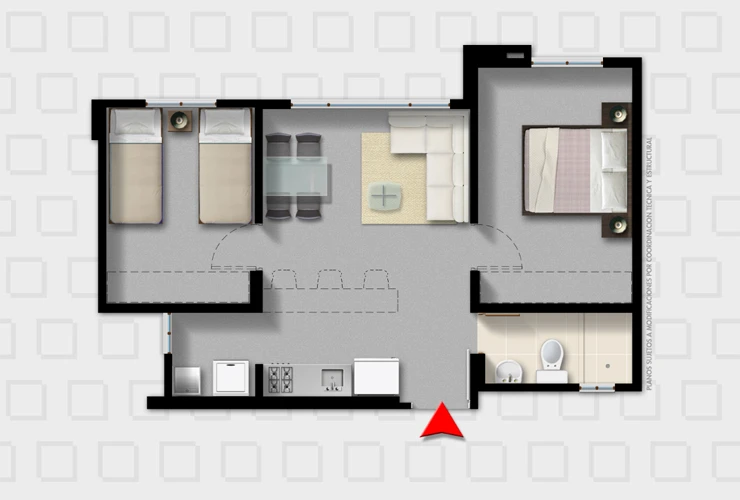Plano Tipo B 45m2 Apartamentos en Bogotá Roble Plano Tipo B 45m2