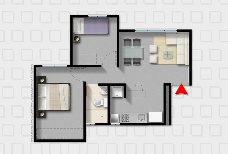 Apartamentos en Bogotá Guayacan Plano Tipo C 42m2