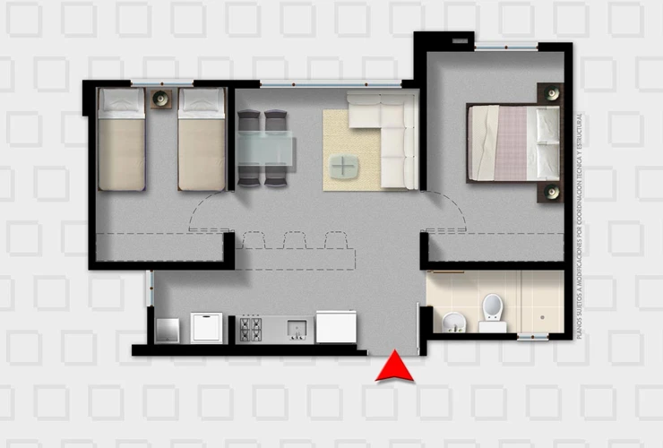 Plano Tipo B 45m2 Apartamentos en Bogotá Canelo Plano Tipo B 45m2