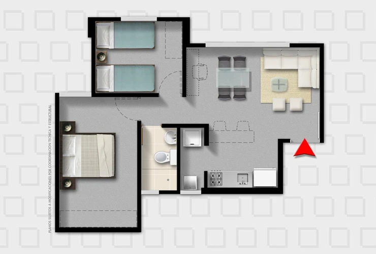 Plano Tipo A 45m2 Apartamentos en Bogotá Canelo Plano Tipo A 45m2