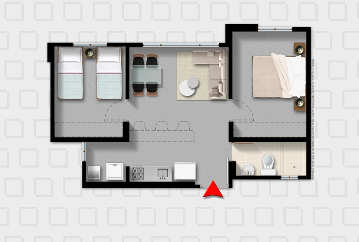 Apartamentos Pimiento 44m2 Tipo B