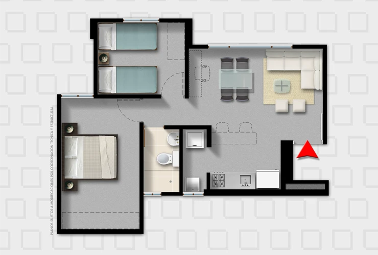 Apartamentos Pimiento 45m2 Tipo A