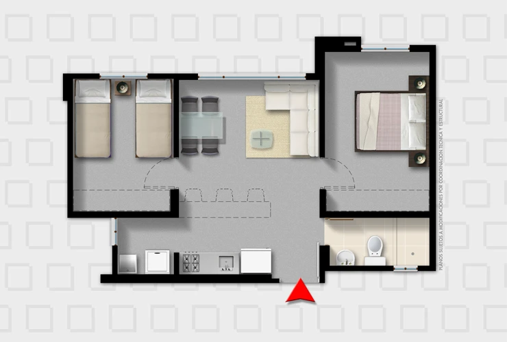 Apartamentos Pimiento 45m2 Tipo B