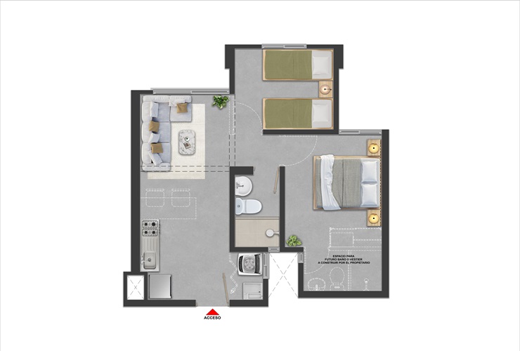 Plano 42m2 Reserva del Dorado Bogotá, Colombia
