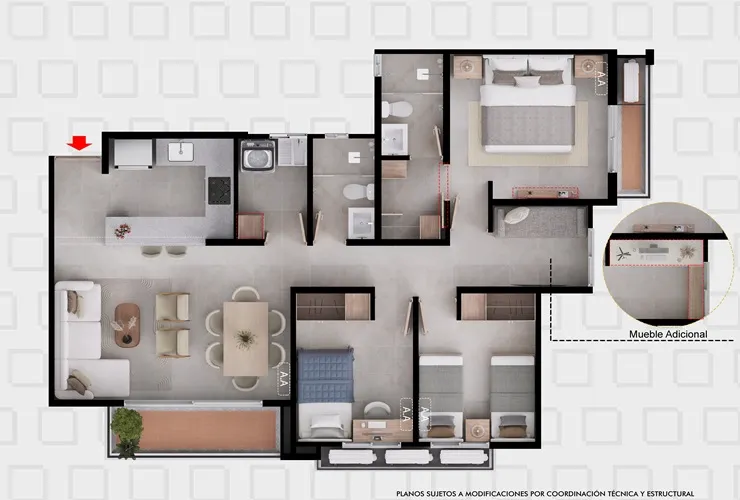 Plano 92m2 La Macarena Villaviencio, Colombia