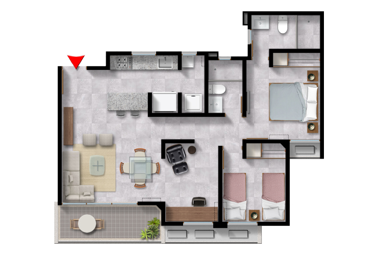 Plano 77m2 Ginger Cartagena, Colombia