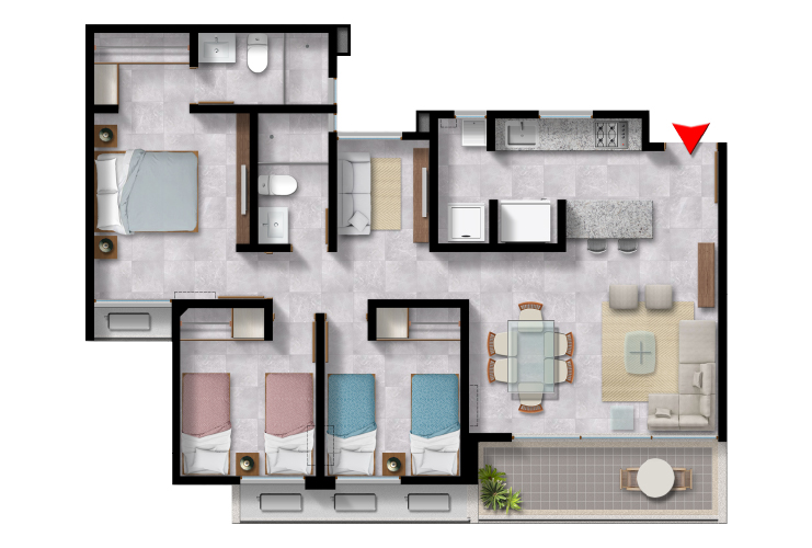 Plano 88m2 Ginger Cartagena, Colombia