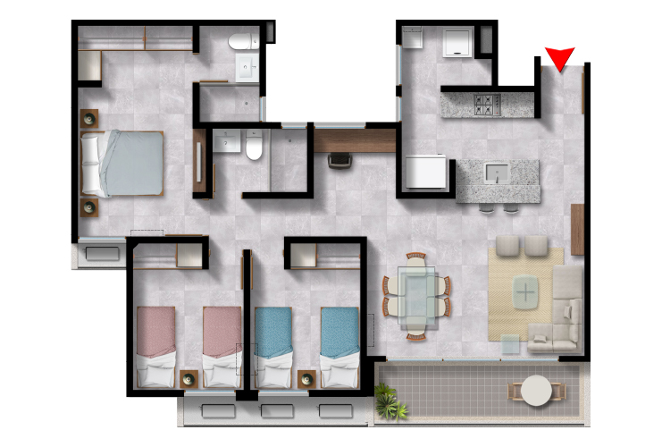 Plano 88m2 Ginger Cartagena, Colombia