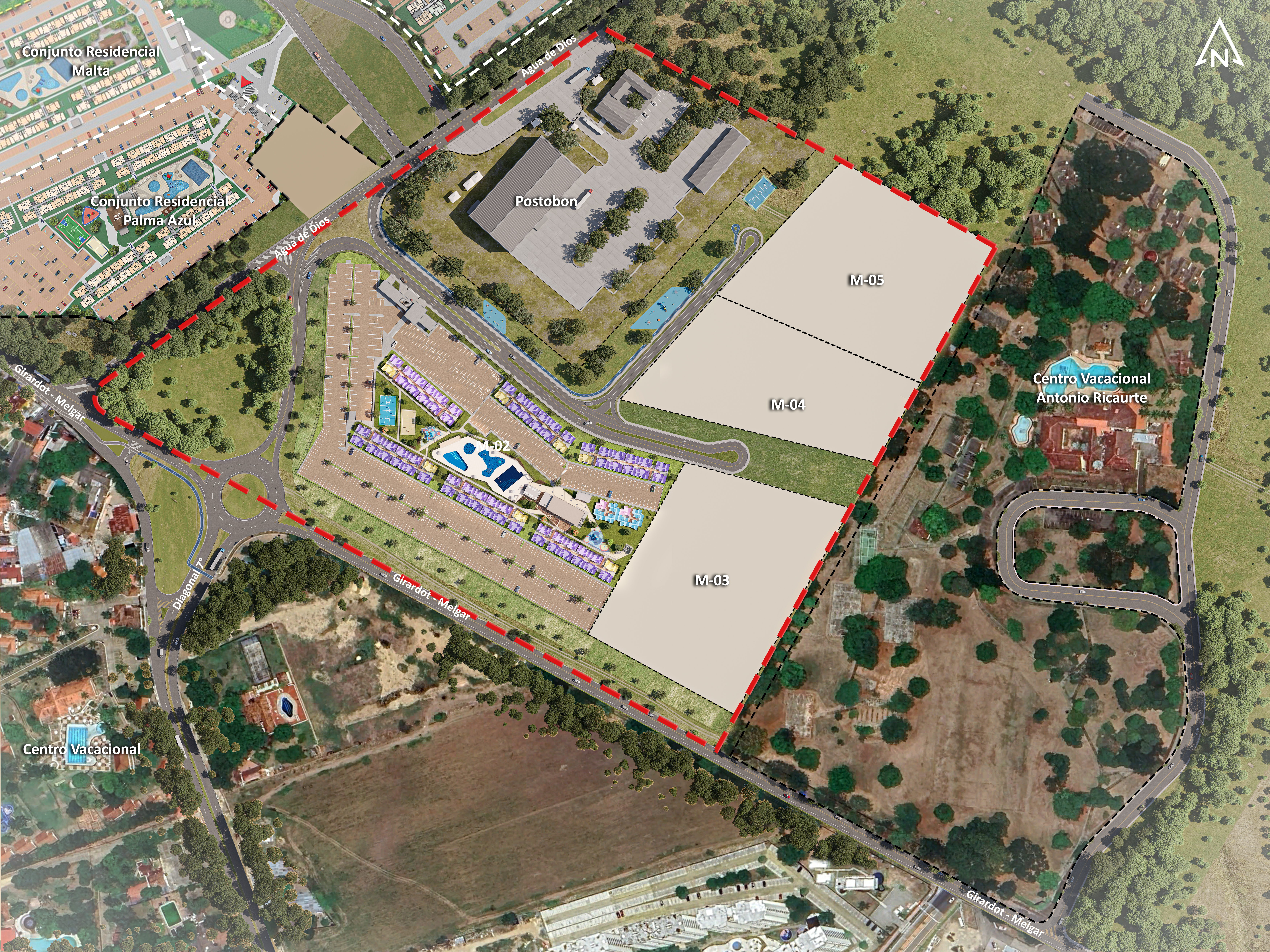 Plano implantación proyecto Valle Alto, Ricaurte