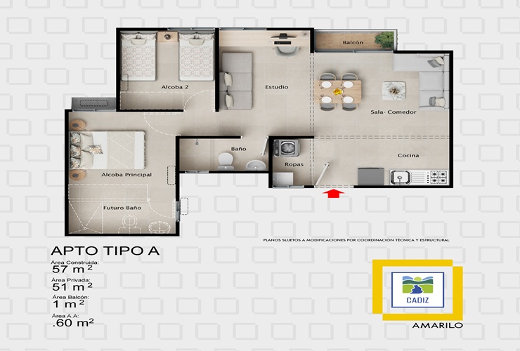 Apartamentos Cadiz 57m2 Tipo A