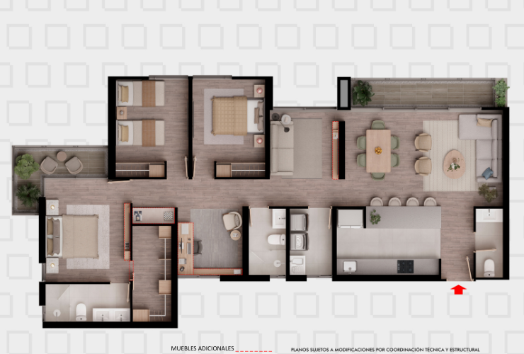 Plano 128m² Navarra Bogotá, Colombia