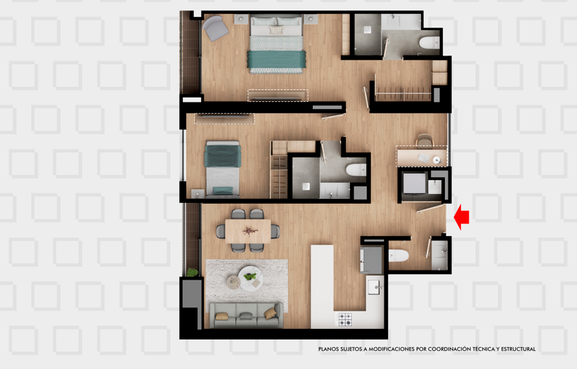 Plano 94m2 Verona Bogotá, Colombia