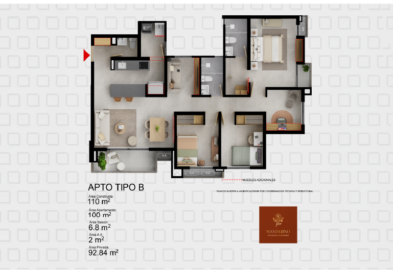 Apto 110m²